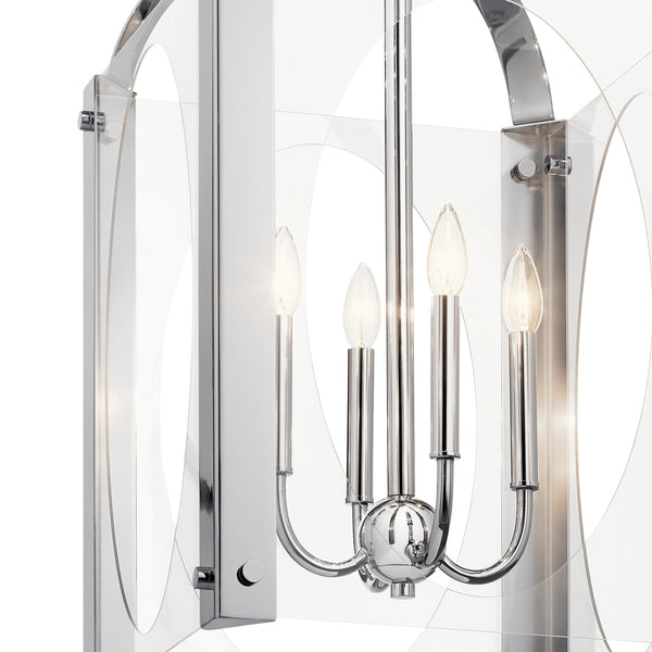 Four Light Foyer Pendant from the Pytel Collection in Chrome Finish by Kichler