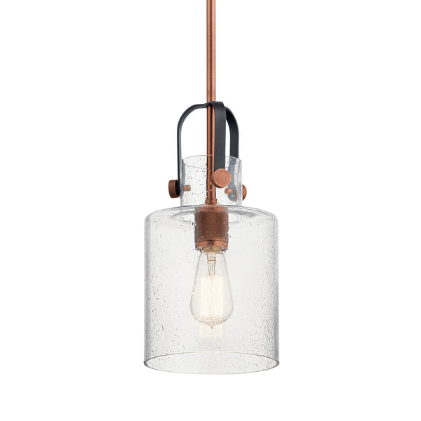 One Light Pendant from the Kitner Collection in Antique Copper Finish by Kichler