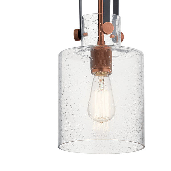 One Light Pendant from the Kitner Collection in Antique Copper Finish by Kichler