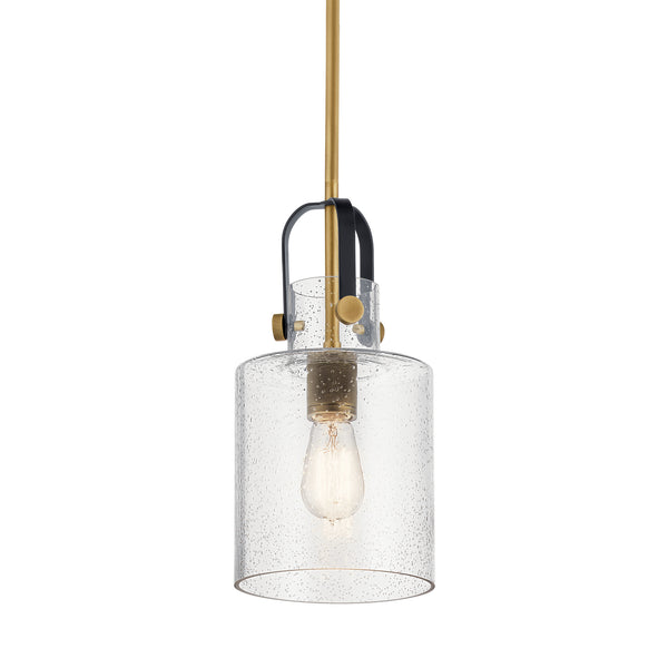 One Light Pendant from the Kitner Collection in Natural Brass Finish by Kichler
