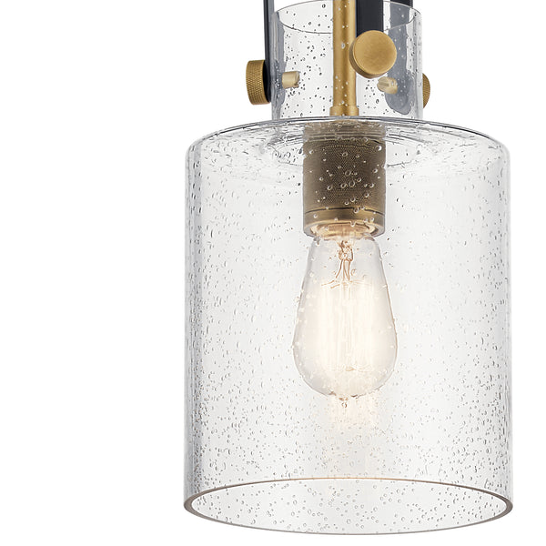 One Light Pendant from the Kitner Collection in Natural Brass Finish by Kichler