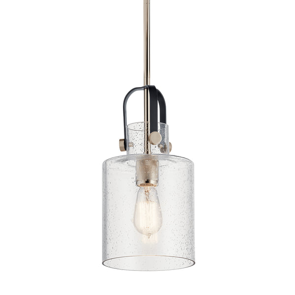 One Light Pendant from the Kitner Collection in Polished Nickel Finish by Kichler