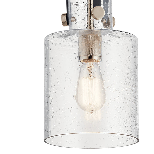 One Light Pendant from the Kitner Collection in Polished Nickel Finish by Kichler
