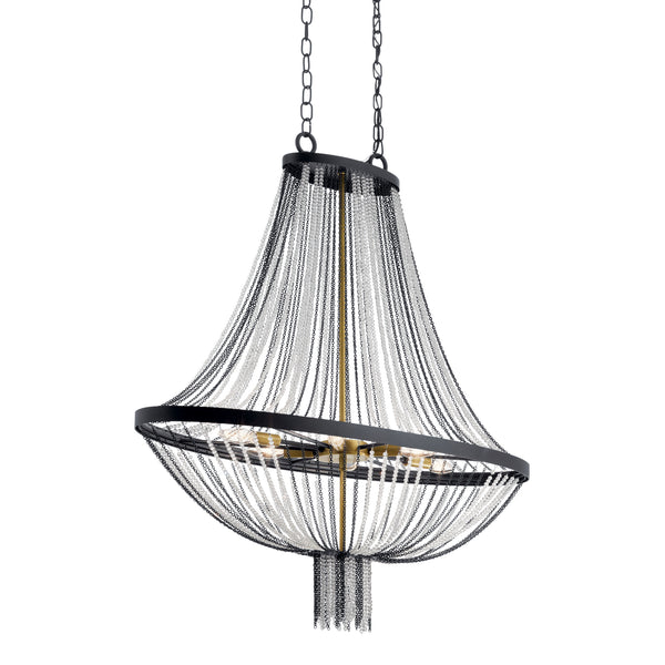 Six Light Foyer Chandelier from the Alexia Collection in Textured Black Finish by Kichler
