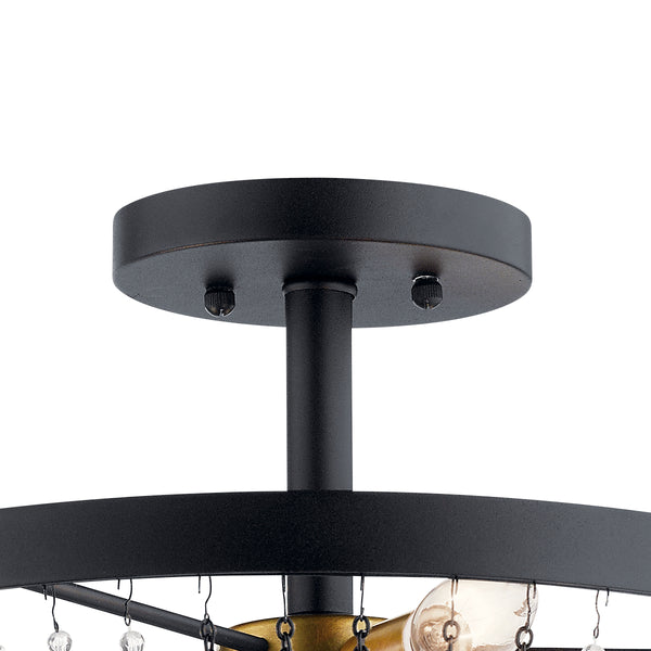 Three Light Semi Flush Mount from the Alexia Collection in Textured Black Finish by Kichler