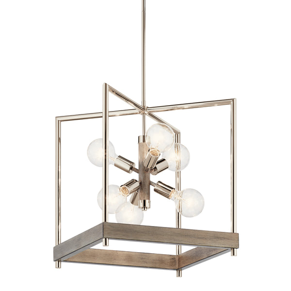 Six Light Foyer Pendant from the Tanis Collection in Distressed Antique Gray Finish by Kichler