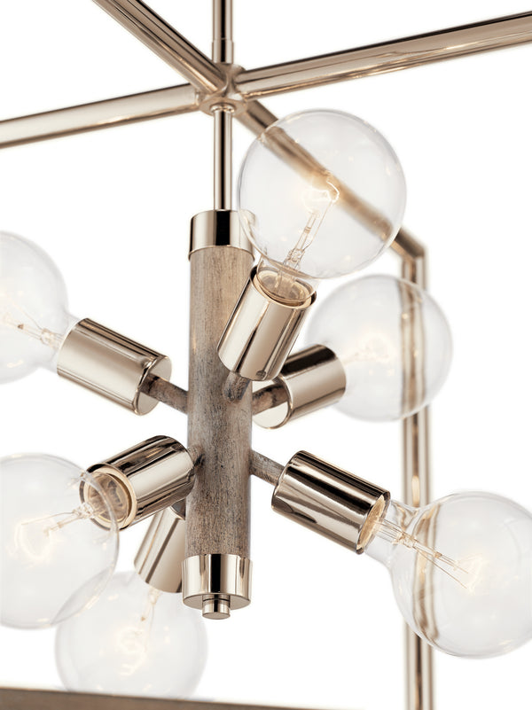 Six Light Foyer Pendant from the Tanis Collection in Distressed Antique Gray Finish by Kichler