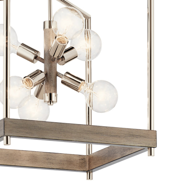 Six Light Foyer Pendant from the Tanis Collection in Distressed Antique Gray Finish by Kichler