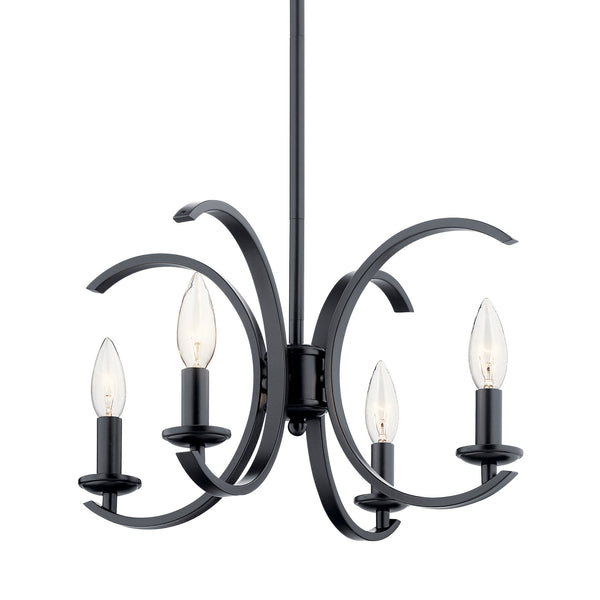 Four Light Pendant/Semi Flush Mount from the Cassadee Collection in Black Finish by Kichler