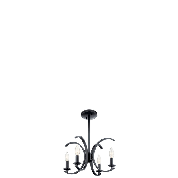 Four Light Pendant/Semi Flush Mount from the Cassadee Collection in Black Finish by Kichler