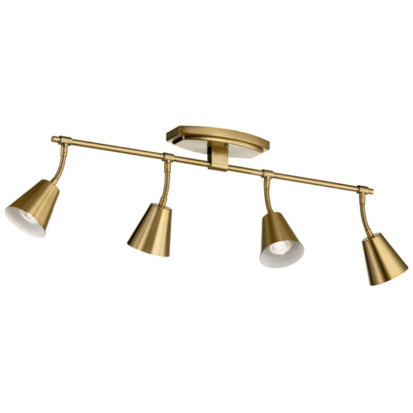 Four Light Rail Light from the Sylvia Collection in Brushed Natural Brass Finish by Kichler