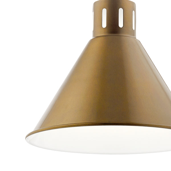 One Light Pendant from the Zailey Collection in Natural Brass Finish by Kichler