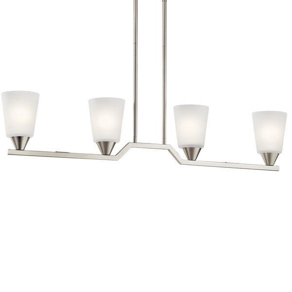 Four Light Linear Chandelier from the Skagos Collection in Brushed Nickel Finish by Kichler