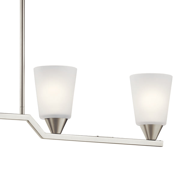 Four Light Linear Chandelier from the Skagos Collection in Brushed Nickel Finish by Kichler