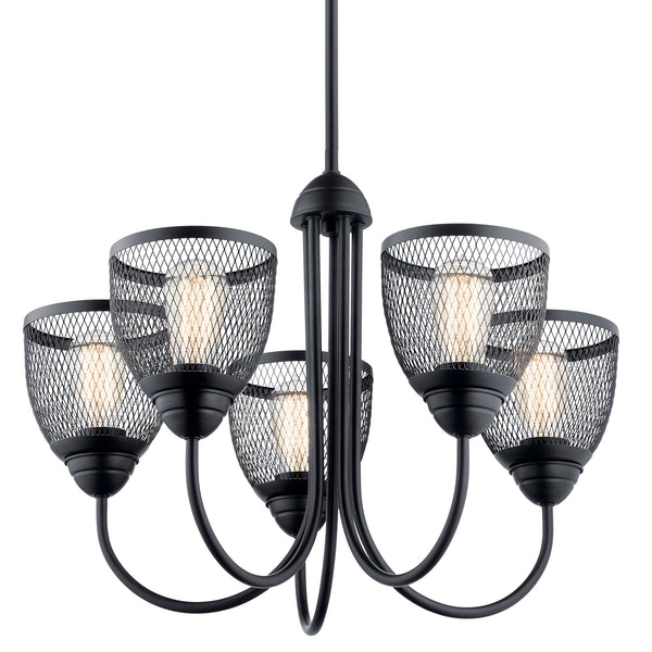 Five Light Chandelier from the Voclain Collection in Black Finish by Kichler
