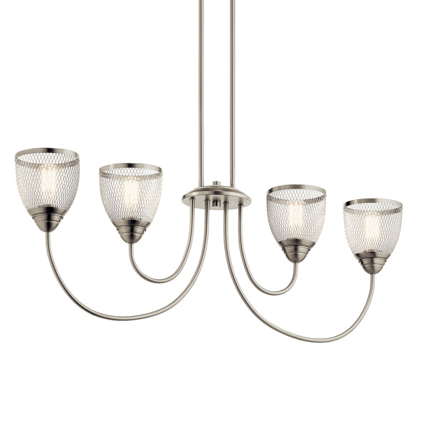Four Light Linear Chandelier from the Voclain Collection in Brushed Nickel Finish by Kichler