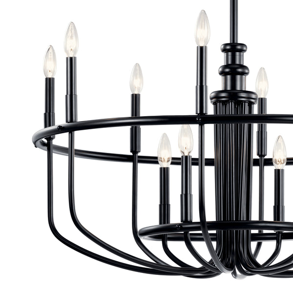 12 Light Chandelier from the Capitol Hill Collection in Black Finish by Kichler