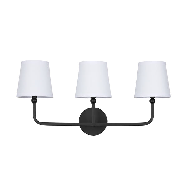Three Light Vanity from the Dawson Collection in Matte Black Finish by Capital Lighting