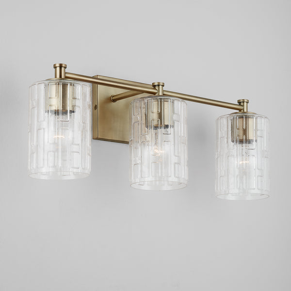 Three Light Vanity from the Emerson Collection in Aged Brass Finish by Capital Lighting