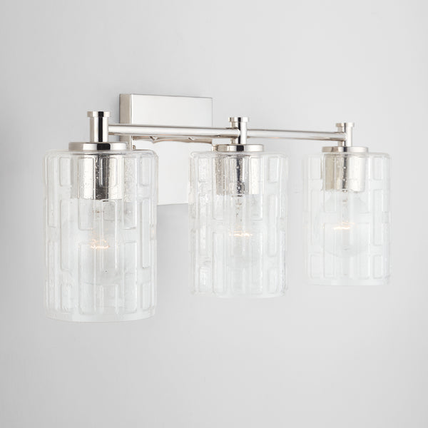 Three Light Vanity from the Emerson Collection in Polished Nickel Finish by Capital Lighting