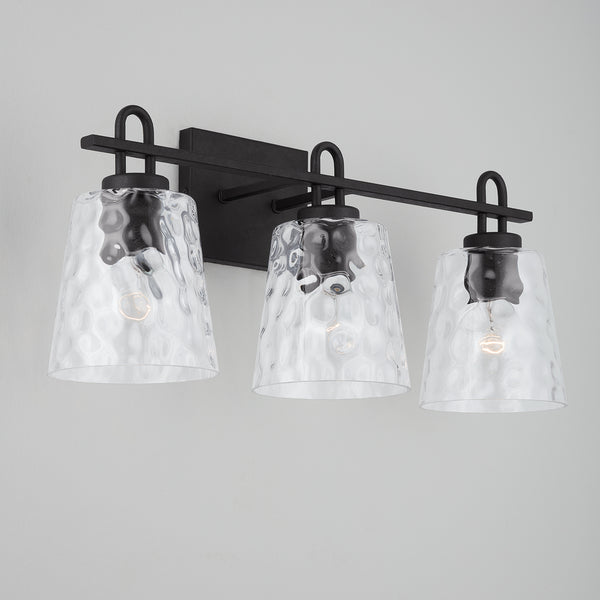 Three Light Vanity from the Fenton Collection in Black Iron Finish by Capital Lighting