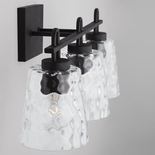 Three Light Vanity from the Fenton Collection in Black Iron Finish by Capital Lighting