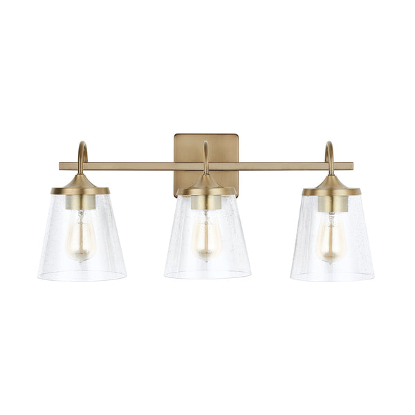 Three Light Vanity from the Jayne Collection in Aged Brass Finish by Capital Lighting