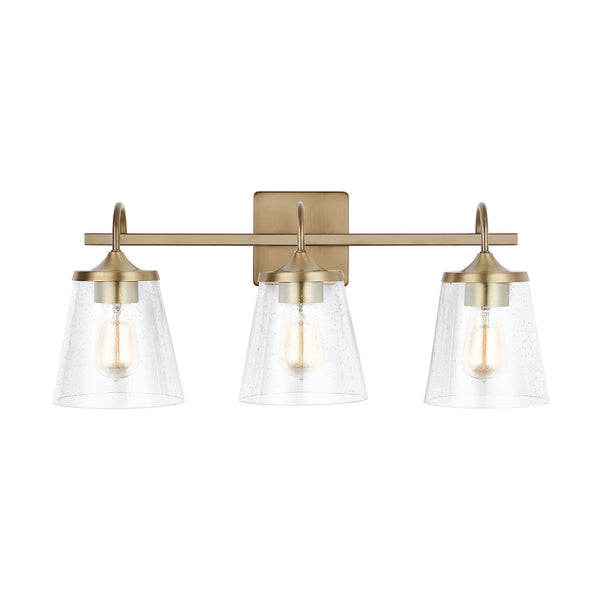 Three Light Vanity from the Jayne Collection in Aged Brass Finish by Capital Lighting