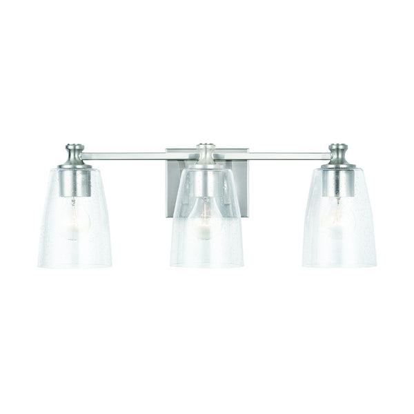 Three Light Vanity from the Myles Collection in Brushed Nickel Finish by Capital Lighting