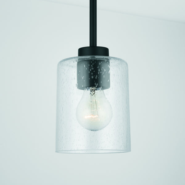 One Light Pendant from the Greyson Collection in Matte Black Finish by Capital Lighting