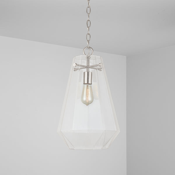 One Light Pendant from the Lee Collection in Brushed Nickel Finish by Capital Lighting