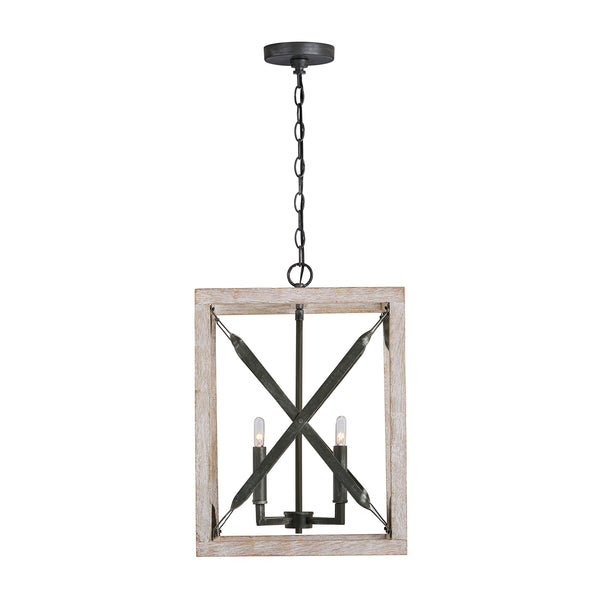Four Light Pendant from the Remi Collection in Brushed White Wash and Nordic Iron Finish by Capital Lighting