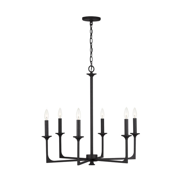 Six Light Chandelier from the Clint Collection in Black Iron Finish by Capital Lighting