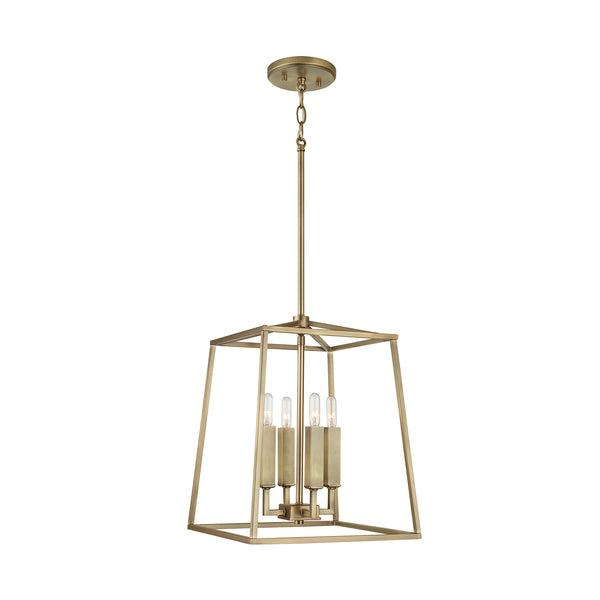 Four Light Foyer Pendant from the Thea Collection in Aged Brass Finish by Capital Lighting