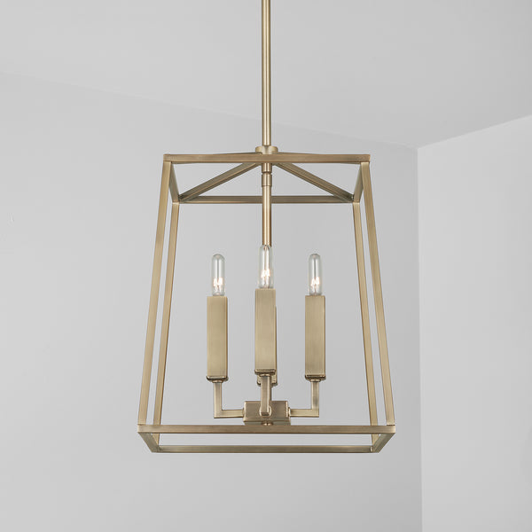 Four Light Foyer Pendant from the Thea Collection in Aged Brass Finish by Capital Lighting