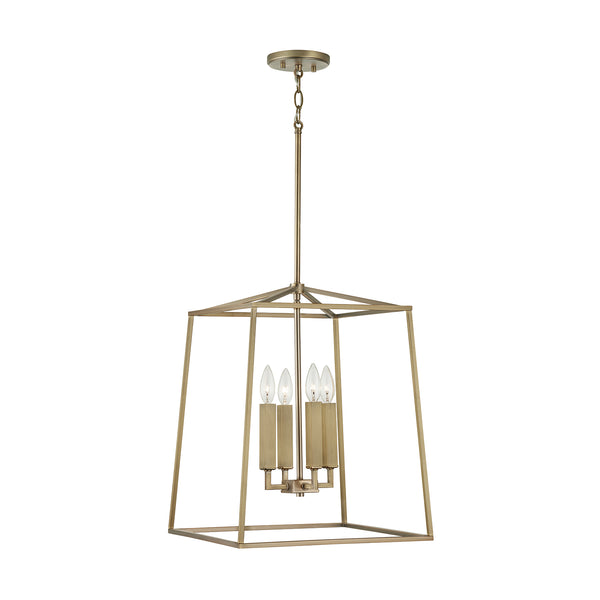 Four Light Foyer Pendant from the Thea Collection in Aged Brass Finish by Capital Lighting
