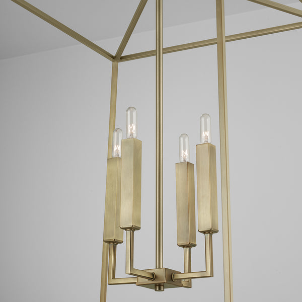 Four Light Foyer Pendant from the Thea Collection in Aged Brass Finish by Capital Lighting