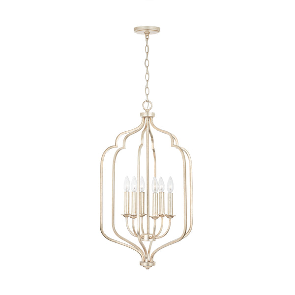 Six Light Foyer Pendant from the Ophelia Collection in Winter Gold Finish by Capital Lighting
