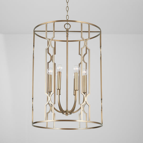 Six Light Foyer Pendant from the Jordyn Collection in Aged Brass Finish by Capital Lighting