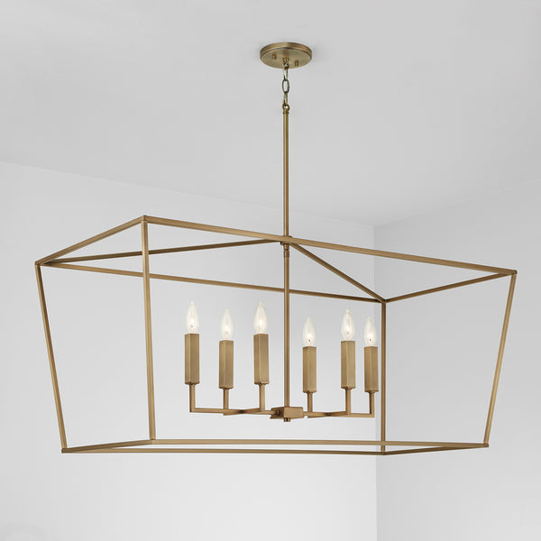 Six Light Island Pendant from the Thea Collection in Aged Brass Finish by Capital Lighting
