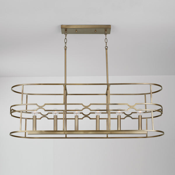 Six Light Island Pendant from the Jordyn Collection in Aged Brass Finish by Capital Lighting