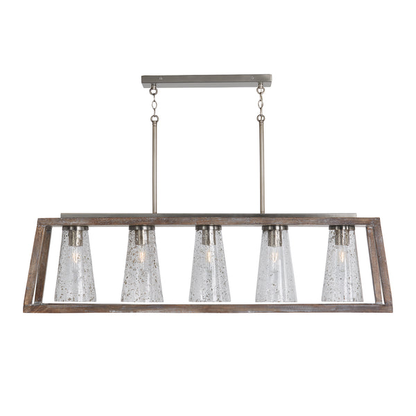 Five Light Island Pendant from the Connor Collection in Barnhouse and Matte Nickel Finish by Capital Lighting