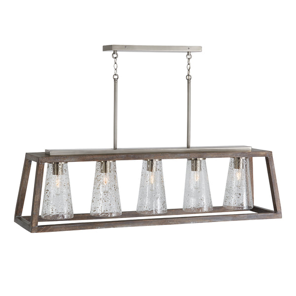 Five Light Island Pendant from the Connor Collection in Barnhouse and Matte Nickel Finish by Capital Lighting