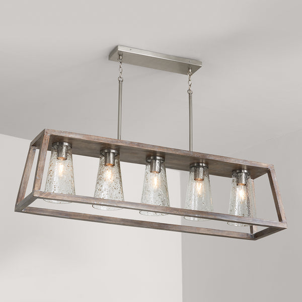 Five Light Island Pendant from the Connor Collection in Barnhouse and Matte Nickel Finish by Capital Lighting