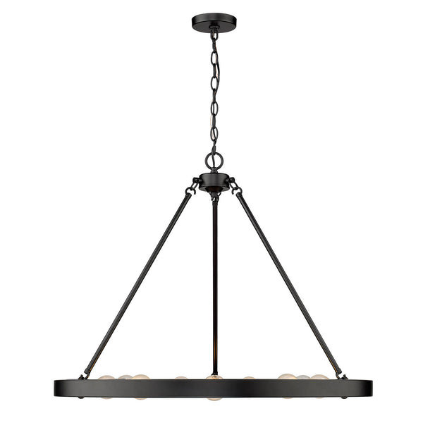 Nine Light Chandelier from the Castile Collection in Matte Black Finish by Golden