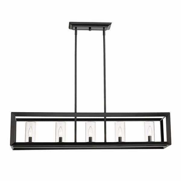 Five Light Linear Pendant from the Smyth BLK Collection in Matte Black Finish by Golden