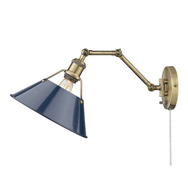 One Light Wall Sconce from the Orwell AB Collection in Aged Brass Finish by Golden