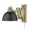 One Light Wall Sconce from the Hawthorn AB Collection in Aged Brass Finish by Golden