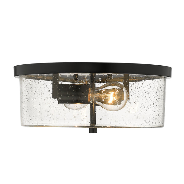 Two Light Flush Mount from the Rayne Collection in Matte Black Finish by Golden