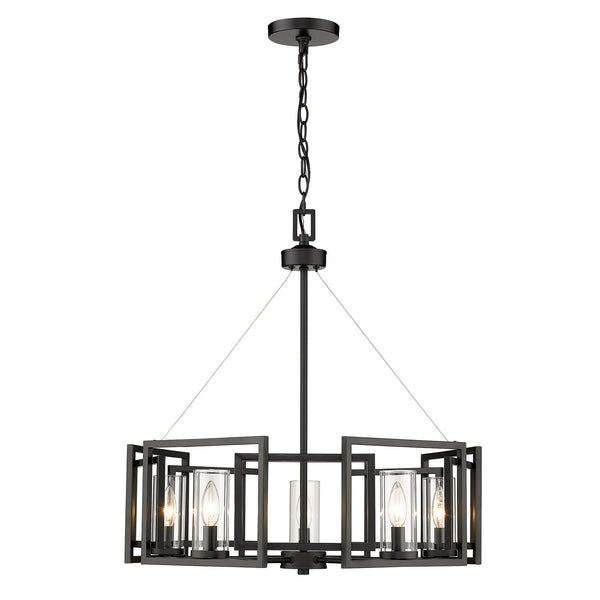 Five Light Chandelier from the Marco BLK Collection in Matte Black Finish by Golden
